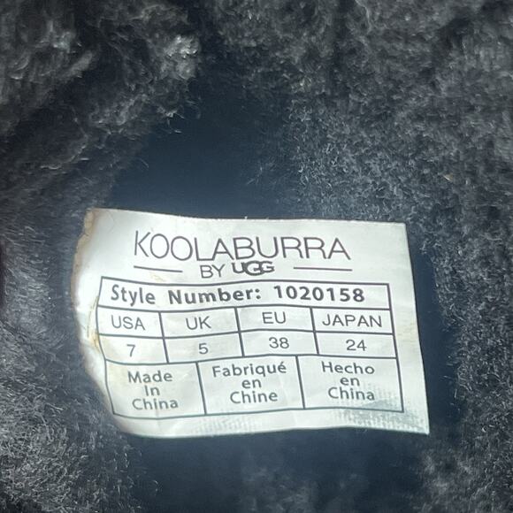 Koolaburra by UGG Womens Sz 7 Black Suede Tall Boots Faux Fur Trim Sherpa Lining - Picture 10 of 11